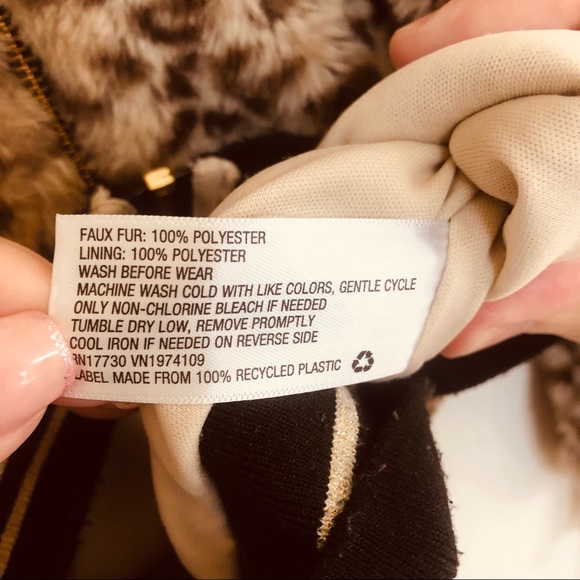 Art Class Leopard Faux Fur Bomber Jacket - Picture 4 of 5